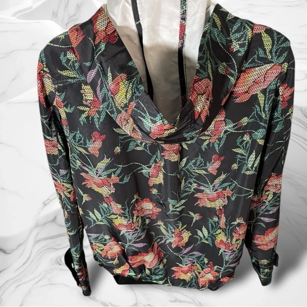 Lularoe Floral Windbreaker Jacket Create Serve Strengthen Bless Dream Size Small
